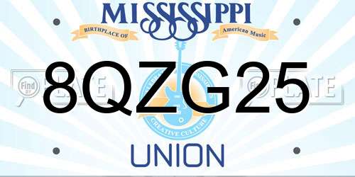 8QZG25 Mississippi License Plate