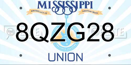 8QZG28 Mississippi License Plate