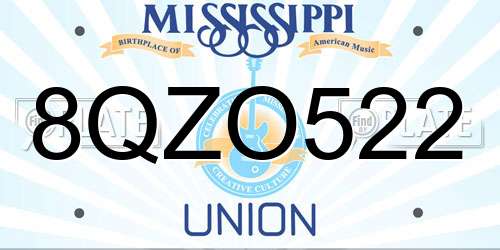 8QZO522 Mississippi License Plate