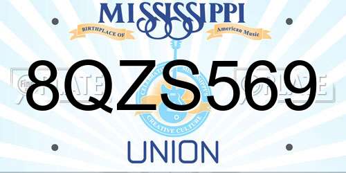 8QZS569 Mississippi License Plate