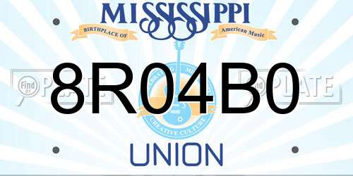 8R04B0 Mississippi License Plate