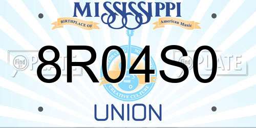 8R04S0 Mississippi License Plate