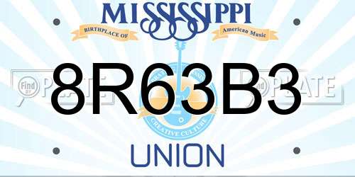 8R63B3 Mississippi License Plate
