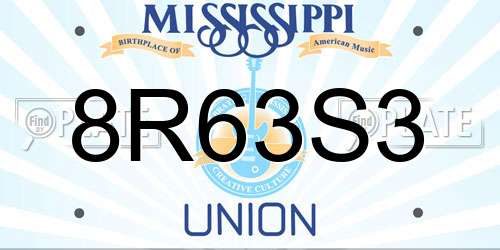 8R63S3 Mississippi License Plate
