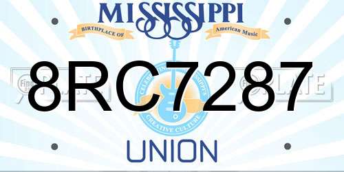 8RC7287 Mississippi License Plate