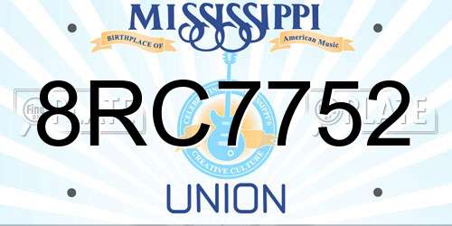 8RC7752 Mississippi License Plate