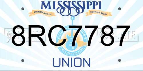 8RC7787 Mississippi License Plate