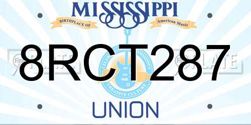 8RCT287 Mississippi License Plate