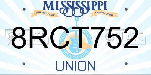 8RCT752 Mississippi License Plate