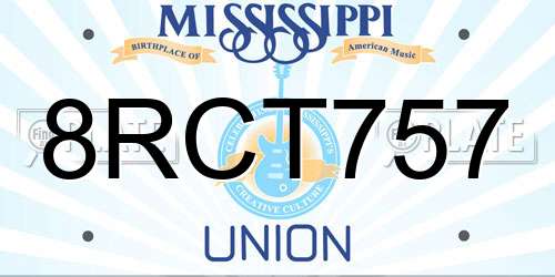 8RCT757 Mississippi License Plate