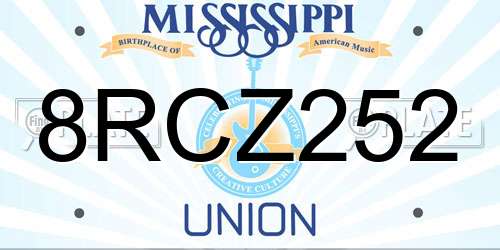 8RCZ252 Mississippi License Plate