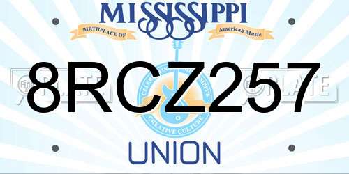 8RCZ257 Mississippi License Plate