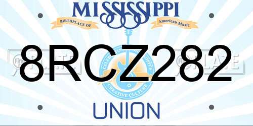 8RCZ282 Mississippi License Plate