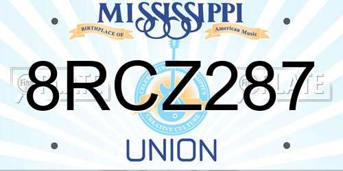 8RCZ287 Mississippi License Plate