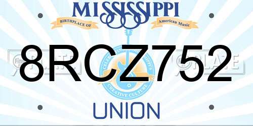 8RCZ752 Mississippi License Plate