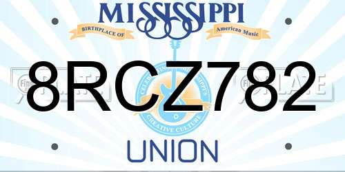 8RCZ782 Mississippi License Plate