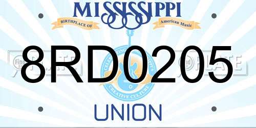 8RD0205 Mississippi License Plate