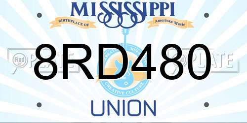 8RD480 Mississippi License Plate
