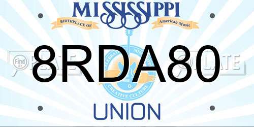8RDA80 Mississippi License Plate