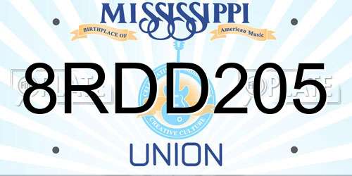 8RDD205 Mississippi License Plate