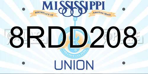 8RDD208 Mississippi License Plate