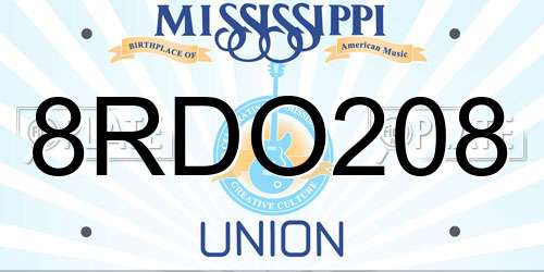 8RDO208 Mississippi License Plate