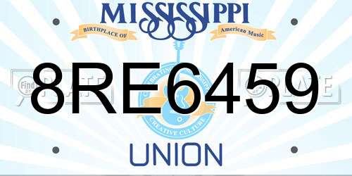 8RE6459 Mississippi License Plate