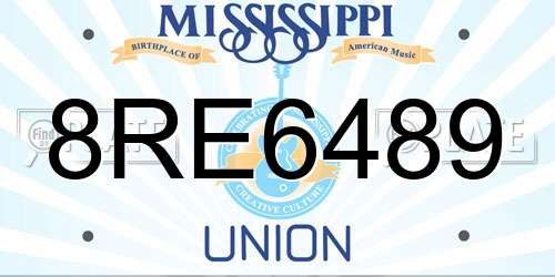 8RE6489 Mississippi License Plate