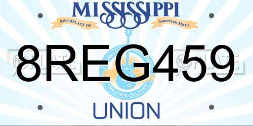 8REG459 Mississippi License Plate