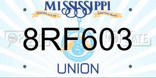 8RF603 Mississippi License Plate