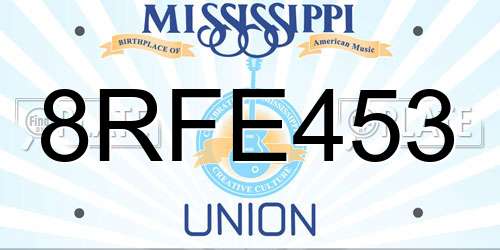8RFE453 Mississippi License Plate