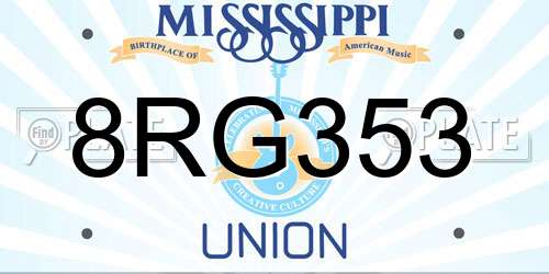 8RG353 Mississippi License Plate