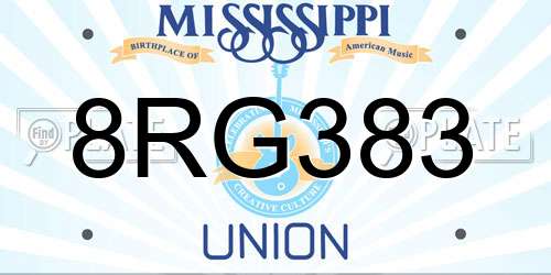8RG383 Mississippi License Plate