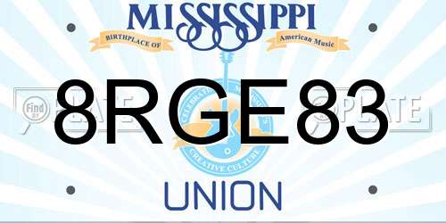 8RGE83 Mississippi License Plate