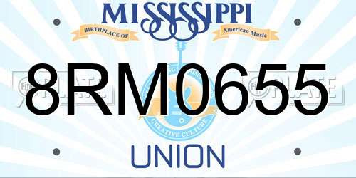 8RM0655 Mississippi License Plate