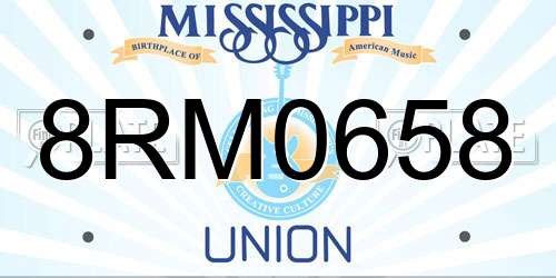 8RM0658 Mississippi License Plate
