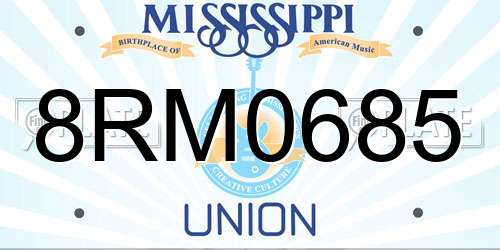 8RM0685 Mississippi License Plate