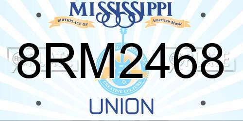 8RM2468 Mississippi License Plate