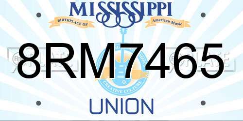 8RM7465 Mississippi License Plate