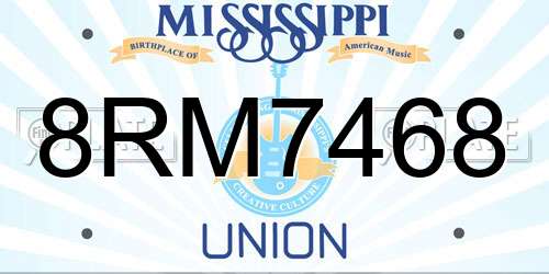 8RM7468 Mississippi License Plate