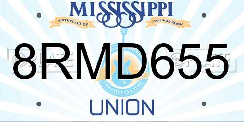 8RMD655 Mississippi License Plate