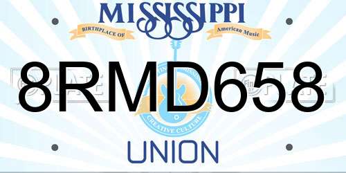 8RMD658 Mississippi License Plate