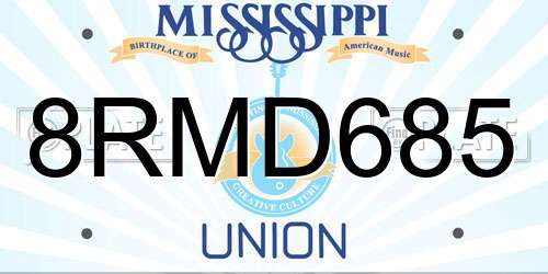 8RMD685 Mississippi License Plate