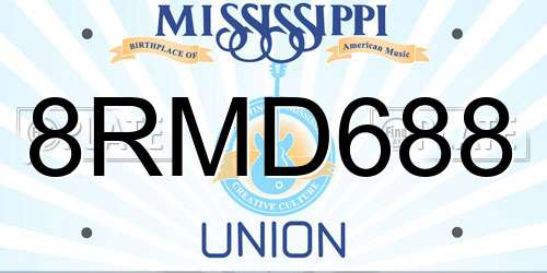 8RMD688 Mississippi License Plate