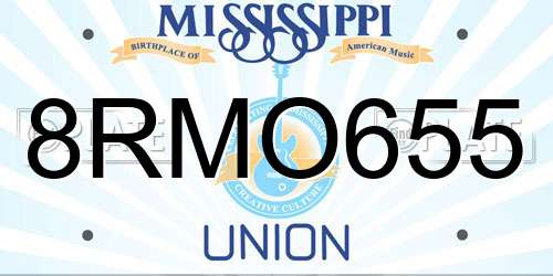 8RMO655 Mississippi License Plate