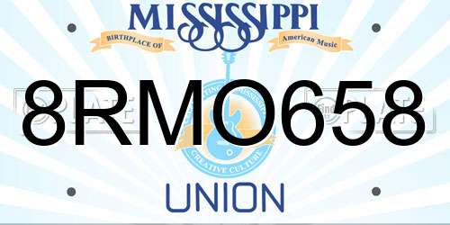 8RMO658 Mississippi License Plate