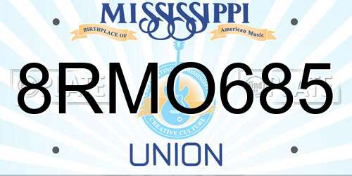 8RMO685 Mississippi License Plate