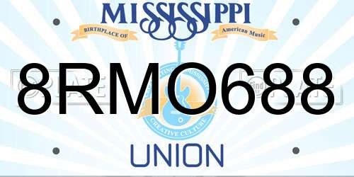 8RMO688 Mississippi License Plate