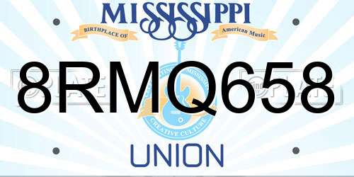 8RMQ658 Mississippi License Plate