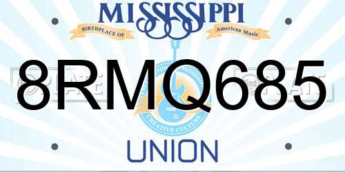 8RMQ685 Mississippi License Plate